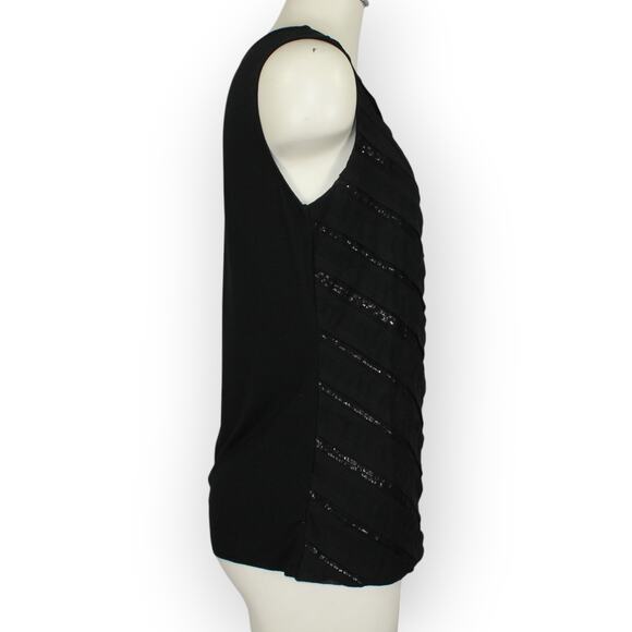 Medium ANN TAYLOR Tank Shell Tee MixedMedia Sleeveless Sequin - Picture 8 of 11